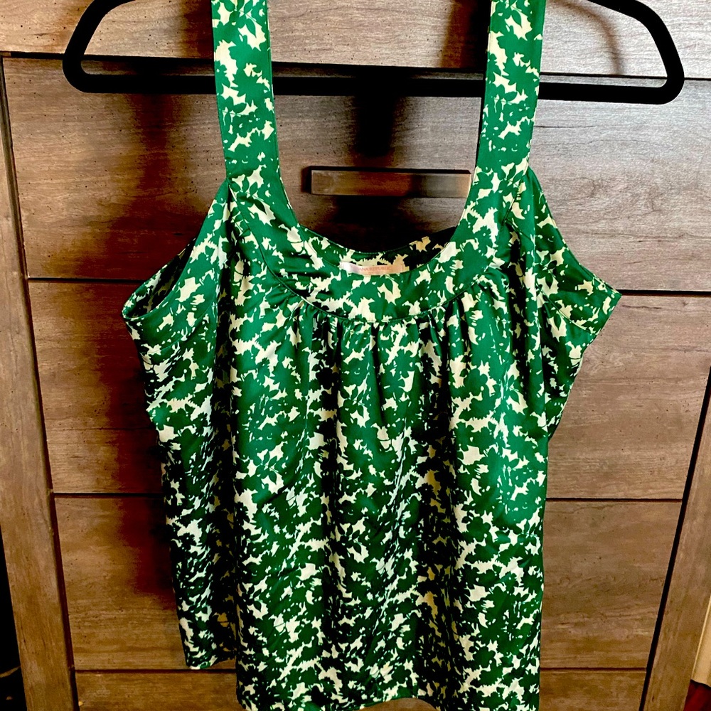Banana Republic Green & White Silk Floral Tank